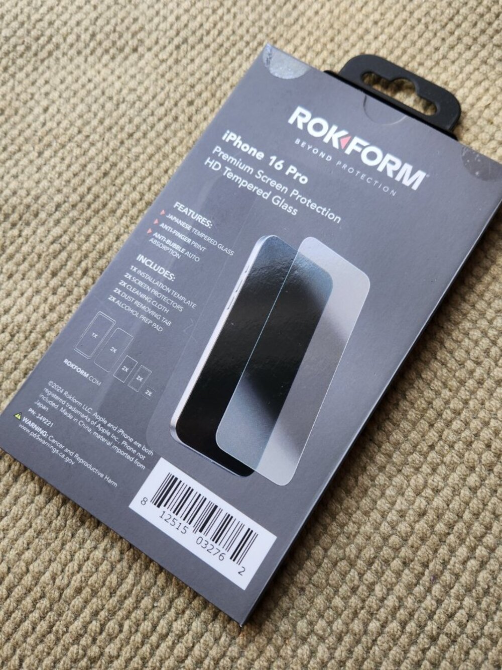 Rokform iPhone 16 Pro Premium HD Tempered Glass Screen Protector Brand New Seal - Picture 3 of 5